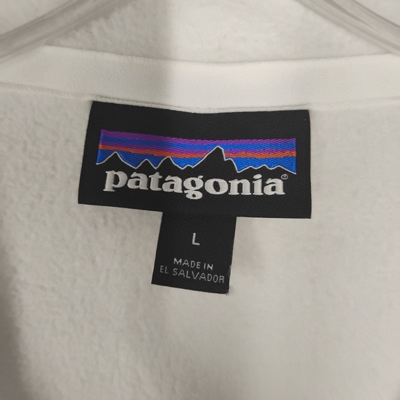 Patagonia Worn Wear Women's LARGE Pull Over 1/4 Zip White Fleece Jacket Shirt - Picture 3 of 16